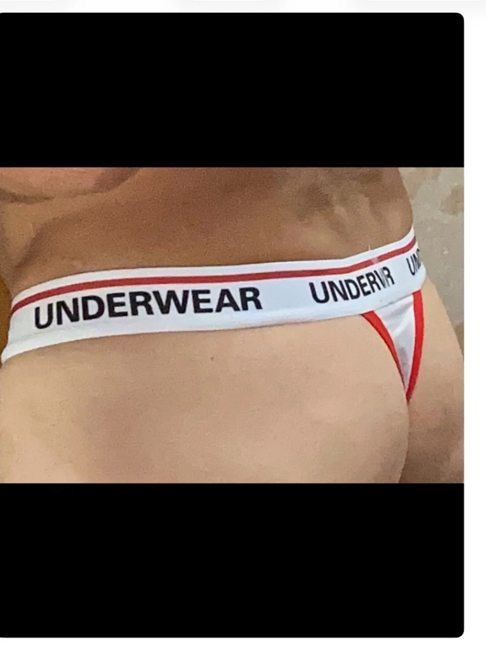 Thong, white with red edging, large